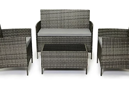 EVRE Grey Rattan Garden Furniture Set Patio Conservatory Balcony Outdoor 4 Seater