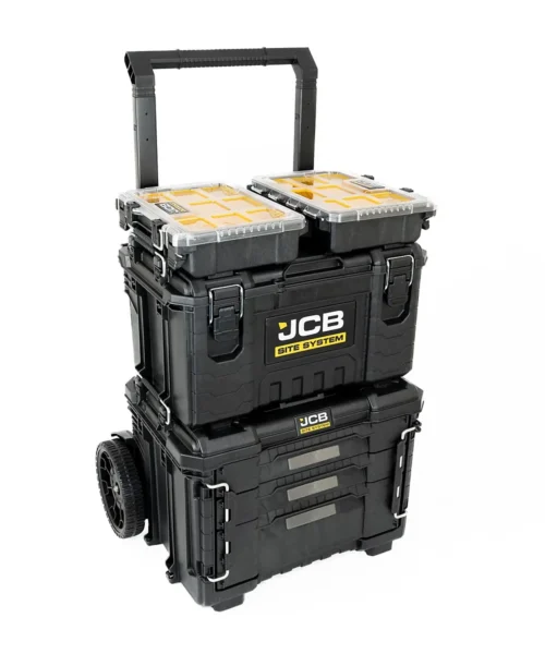 JCB Site System 5-Piece Tool Storage Set, Heavy-Duty Modular Toolboxes & Cart